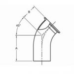 BPE 45 Degree Elbow Clamp x Tangent Weld Dimensions