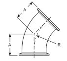 45 Degree Clamp Elbow Dimensions