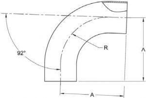 92-Degree Weld Elbow Dimensions